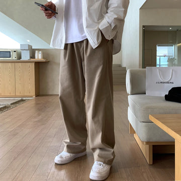 Korean Style High-end Straight-leg Casual Pants Men's Spring Summer Loose Trousers American 2025 New Trendy Wide-leg Pants Chic
